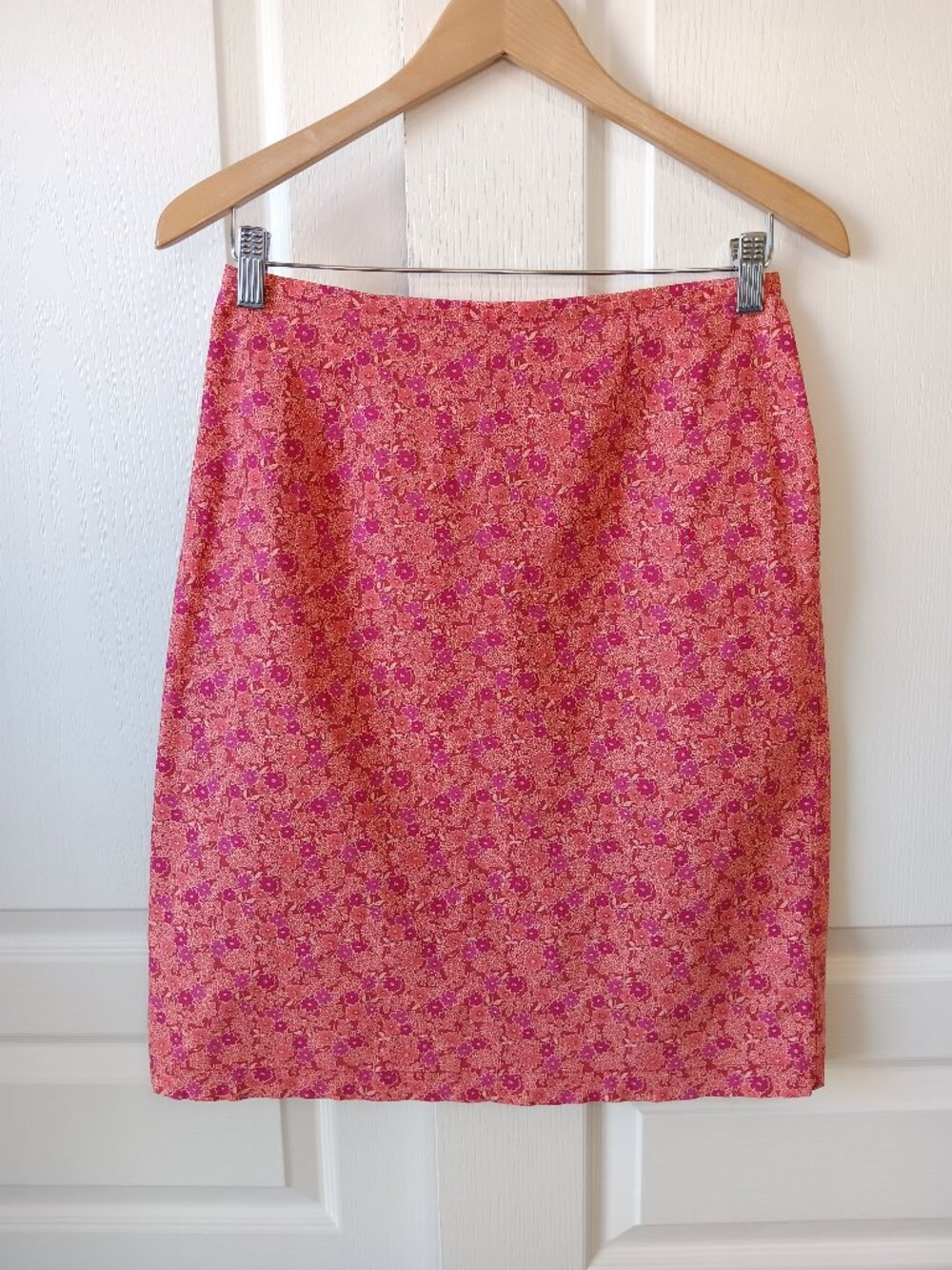Vintage Cherokee Women's Coral Floral Straight Cotton Skirt Size 8
